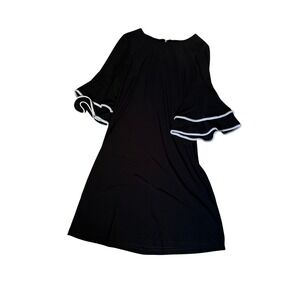 Tommy Hilfiger Bell Sleeve Shift Dress Black White Trim Women Size 4